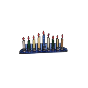 חנוכית זכוכית פיוזן כחולה
